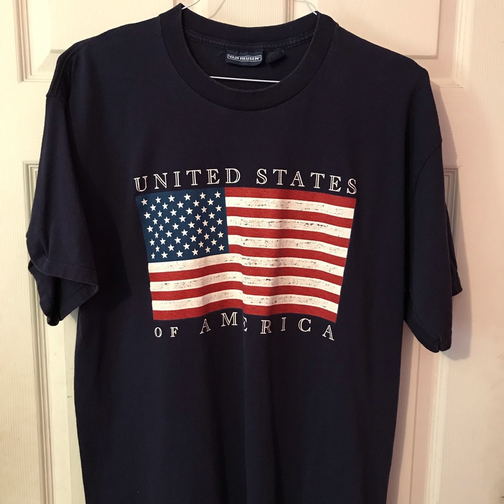 Van Heusen USA Flag Blue T-Shirt Size Mens Large L